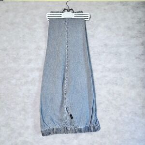 Chic HICKORY STRIPE Cropped Capri Pants Elastic Waist Blue White Size 14